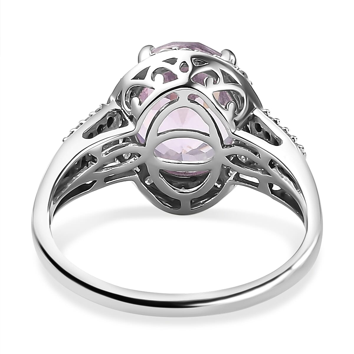 Collectors Edition - 9K White Gold Urucum Kunzite and Diamond Ring 3.90 Ct.