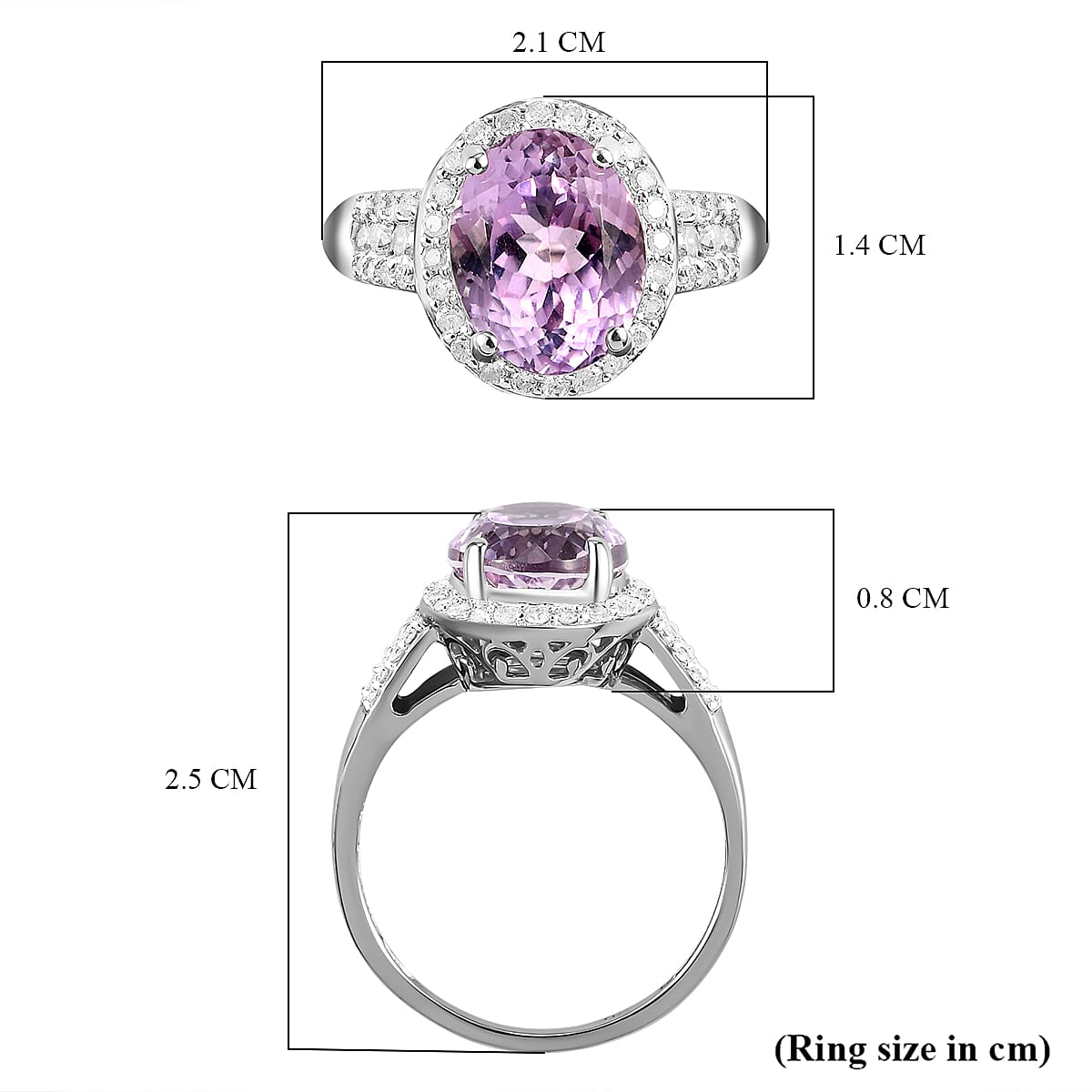 Collectors Edition - 9K White Gold Urucum Kunzite and Diamond Ring 3.90 Ct.