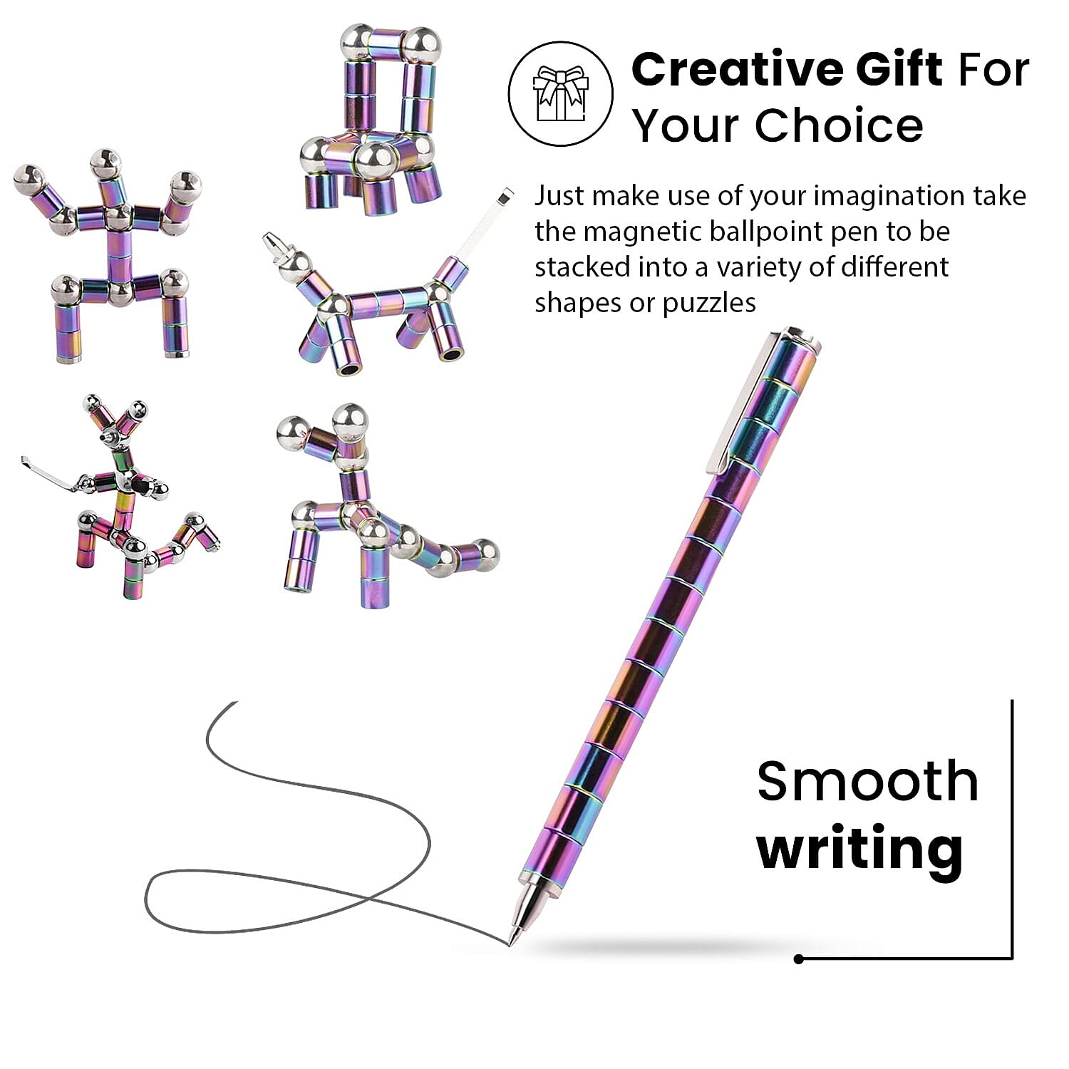 Decompression Magnetic Metal Ball Pen in a Gift Box - Multi