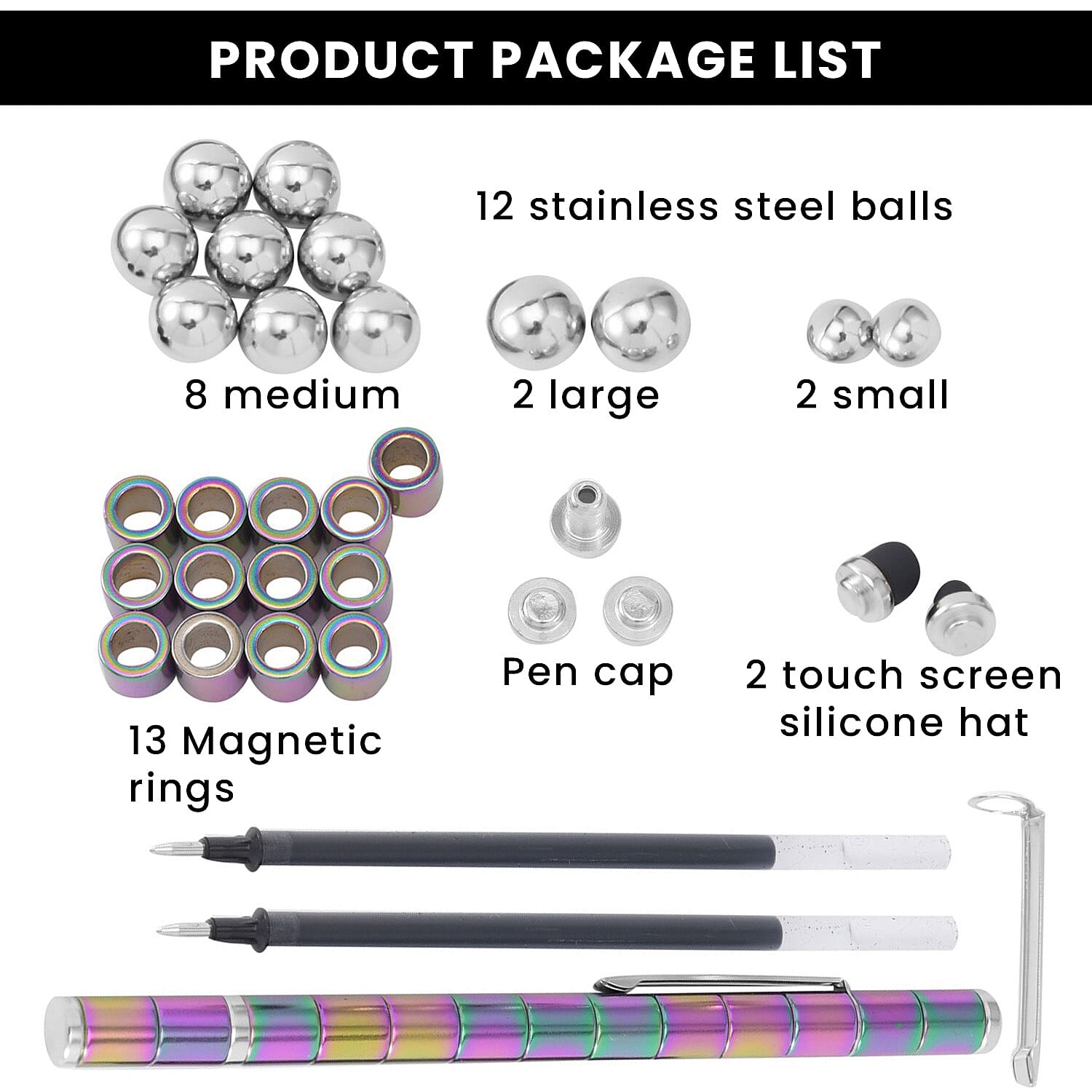 Decompression Magnetic Metal Ball Pen in a Gift Box - Multi