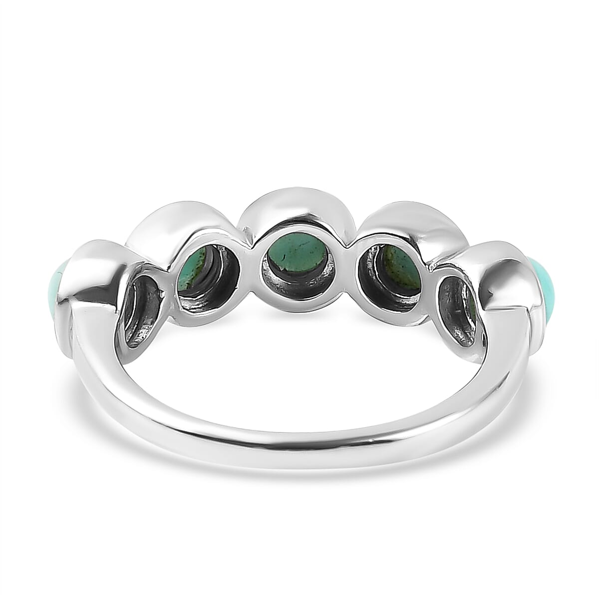 Larimar 5 Stone Ring in Platinum Overlay Sterling Silver 1.59 Ct.