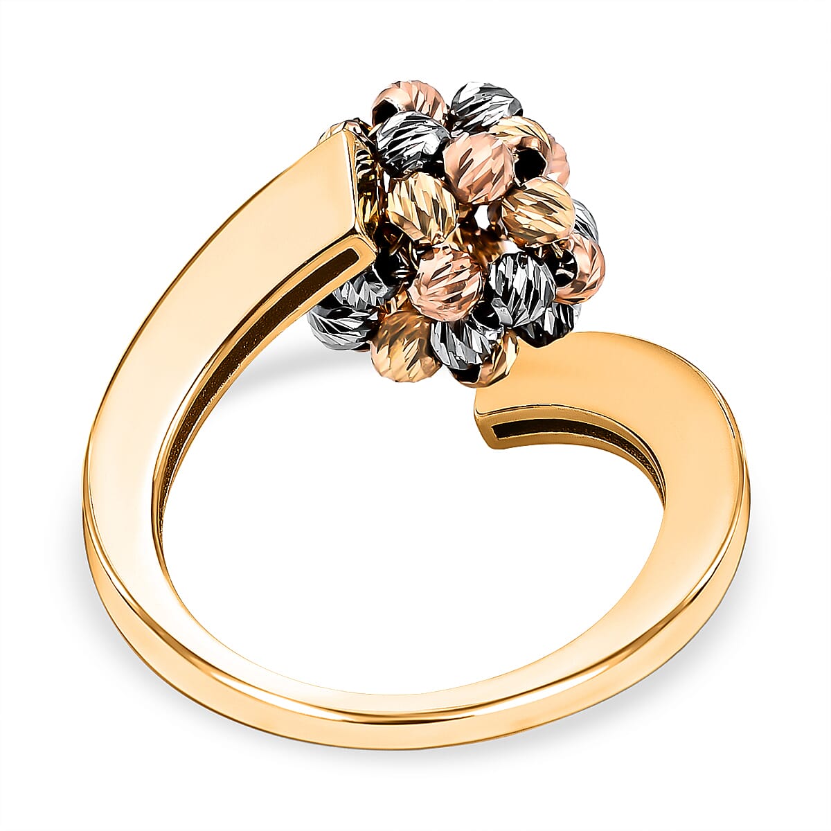 Las Vegas Closeout Deal - 9K White, Yellow and Rose Gold Bypass Ring, Gold Wt. 4.10 GM