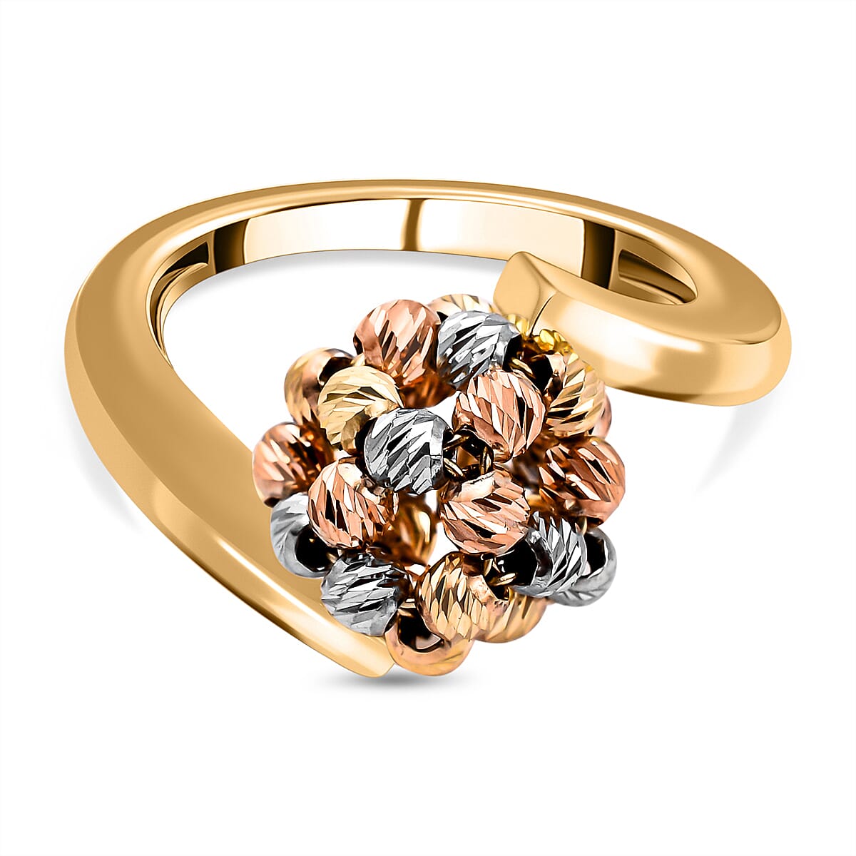 Las Vegas Closeout Deal - 9K White, Yellow and Rose Gold Bypass Ring, Gold Wt. 4.10 GM