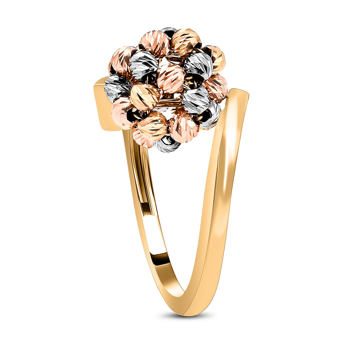 Las Vegas Closeout Deal - 9K White, Yellow and Rose Gold Bypass Ring, Gold Wt. 4.10 GM