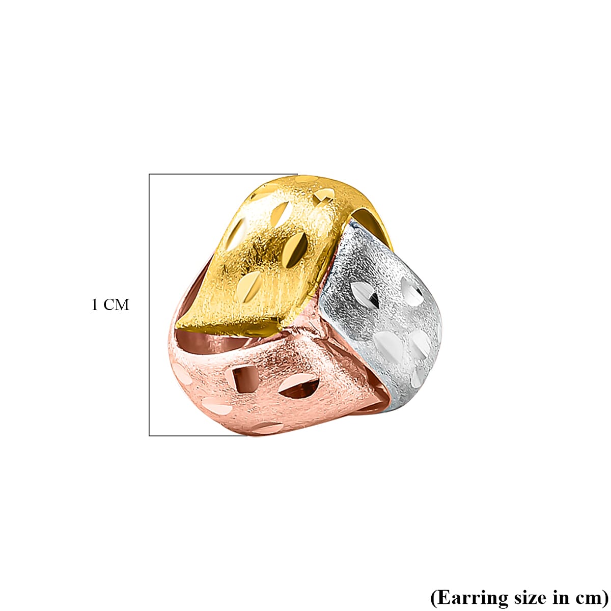 9K Tricolour Gold Stud Earrings (with Push Back)