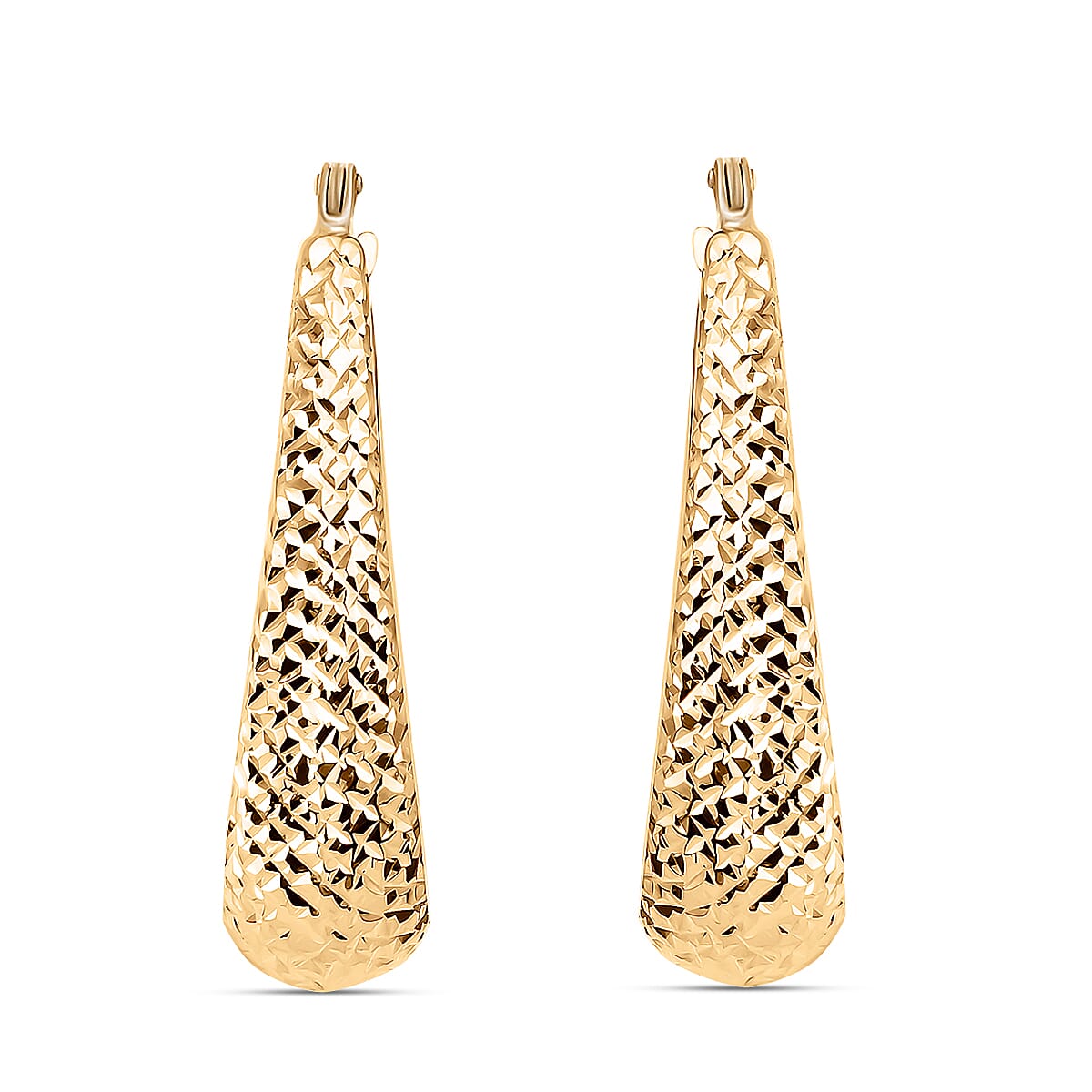 Hatton Garden Close Out - 9K Yellow Gold Diamond Cut Earrings (With Clasp)
