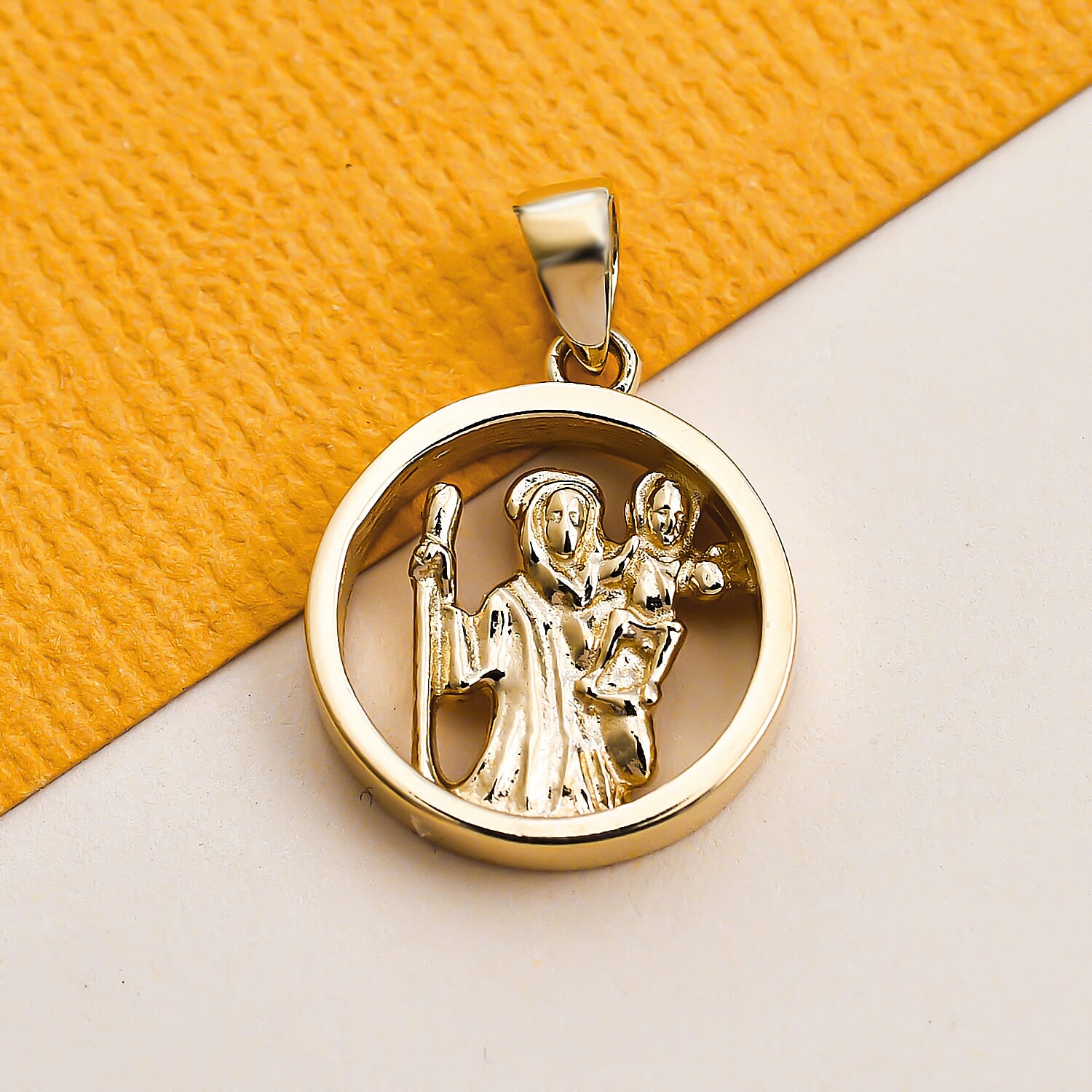 9K Yellow Gold St Christopher Pendant Gold Wt. 2 grms