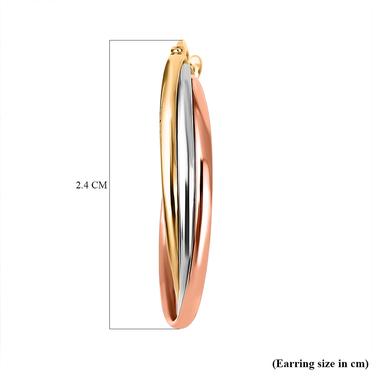 9K White, Yellow and Rose Gold Hoop Earrings (With Clasp)
