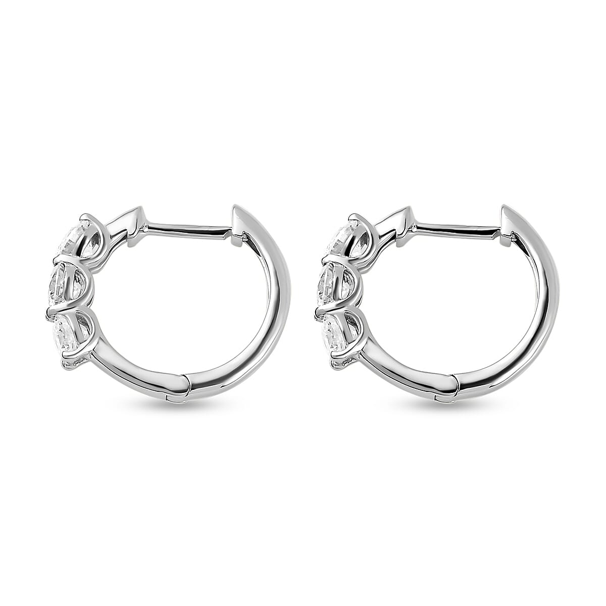 Moissanite Hoop Earrings in Platinum Overlay Sterling Silver