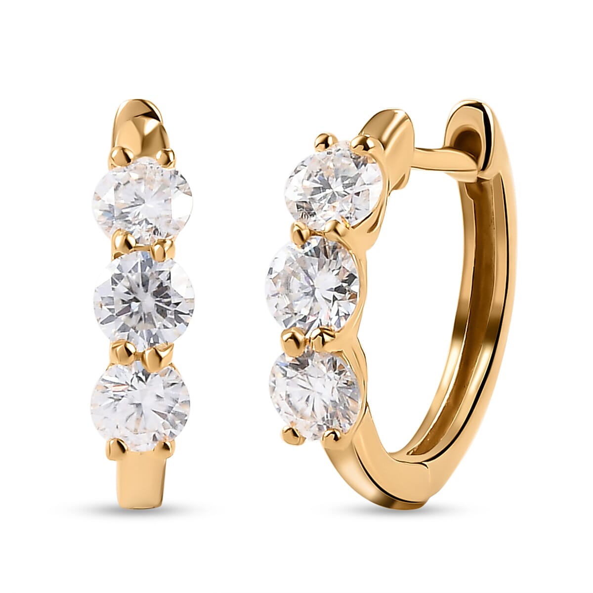 Moissanite Hoop Earrings in 14K Gold Overlay Sterling Silver
