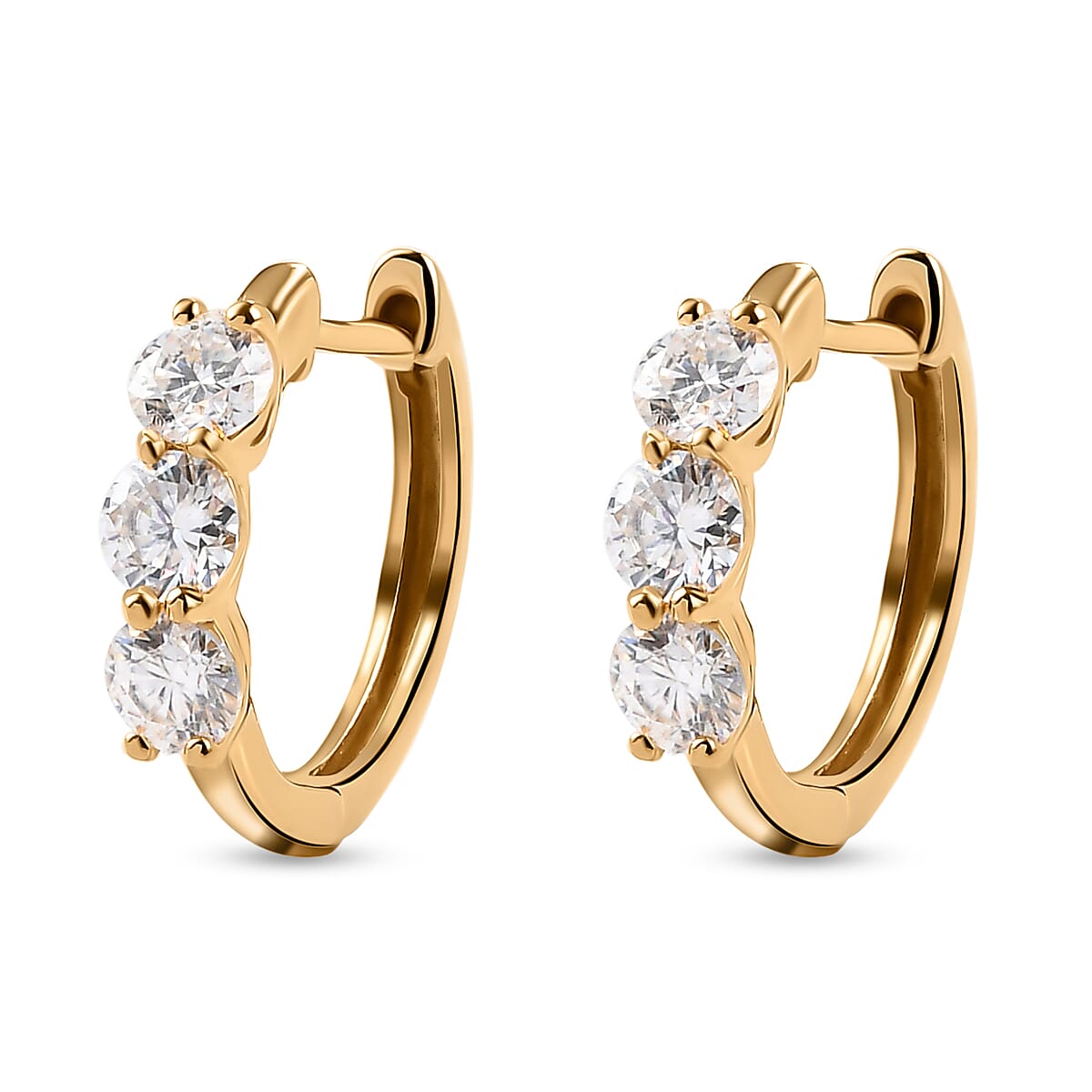 Moissanite Hoop Earrings in 14K Gold Overlay Sterling Silver
