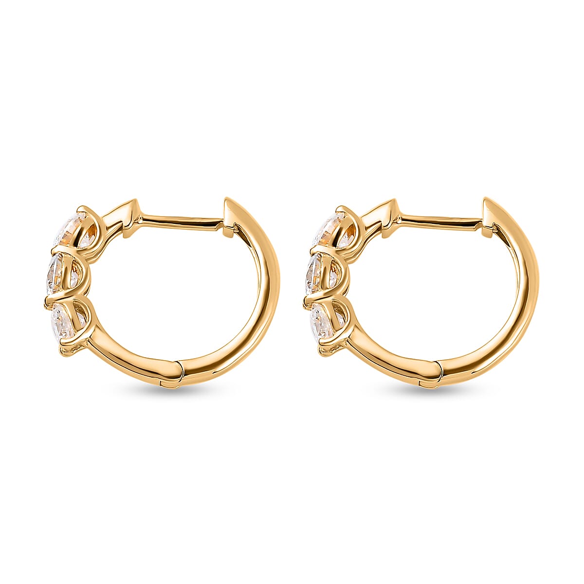 Moissanite Hoop Earrings in 14K Gold Overlay Sterling Silver