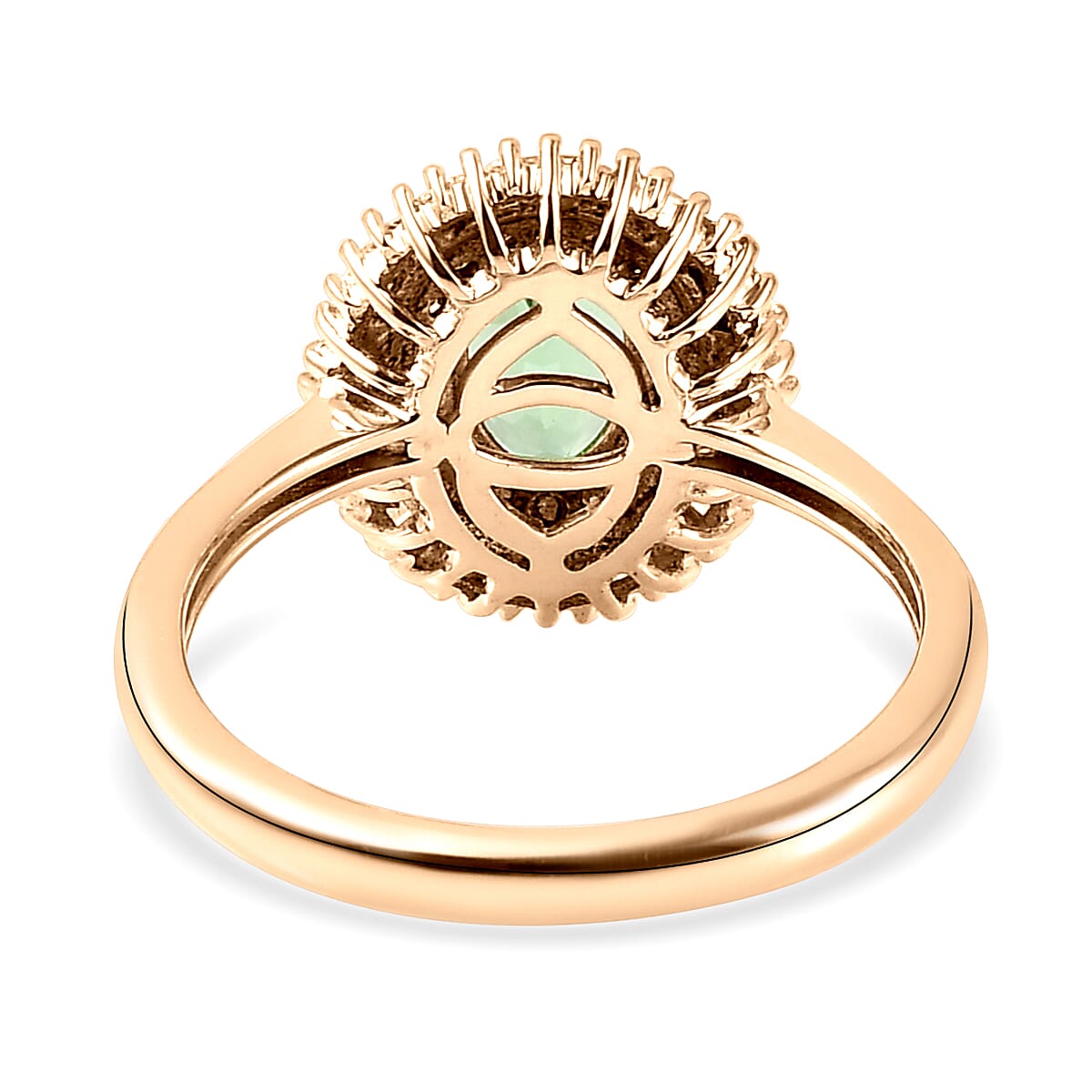 9K Yellow Gold AAA Tsavorite and Diamond Halo Ring 1.09 Ct.