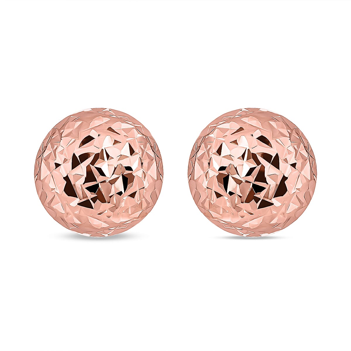 9K Rose Gold Stud Diamond Cut Earrings (With Push Back)