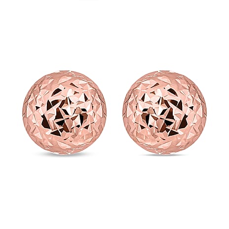 9K Rose Gold Stud Diamond Cut Earrings (With Push Back)