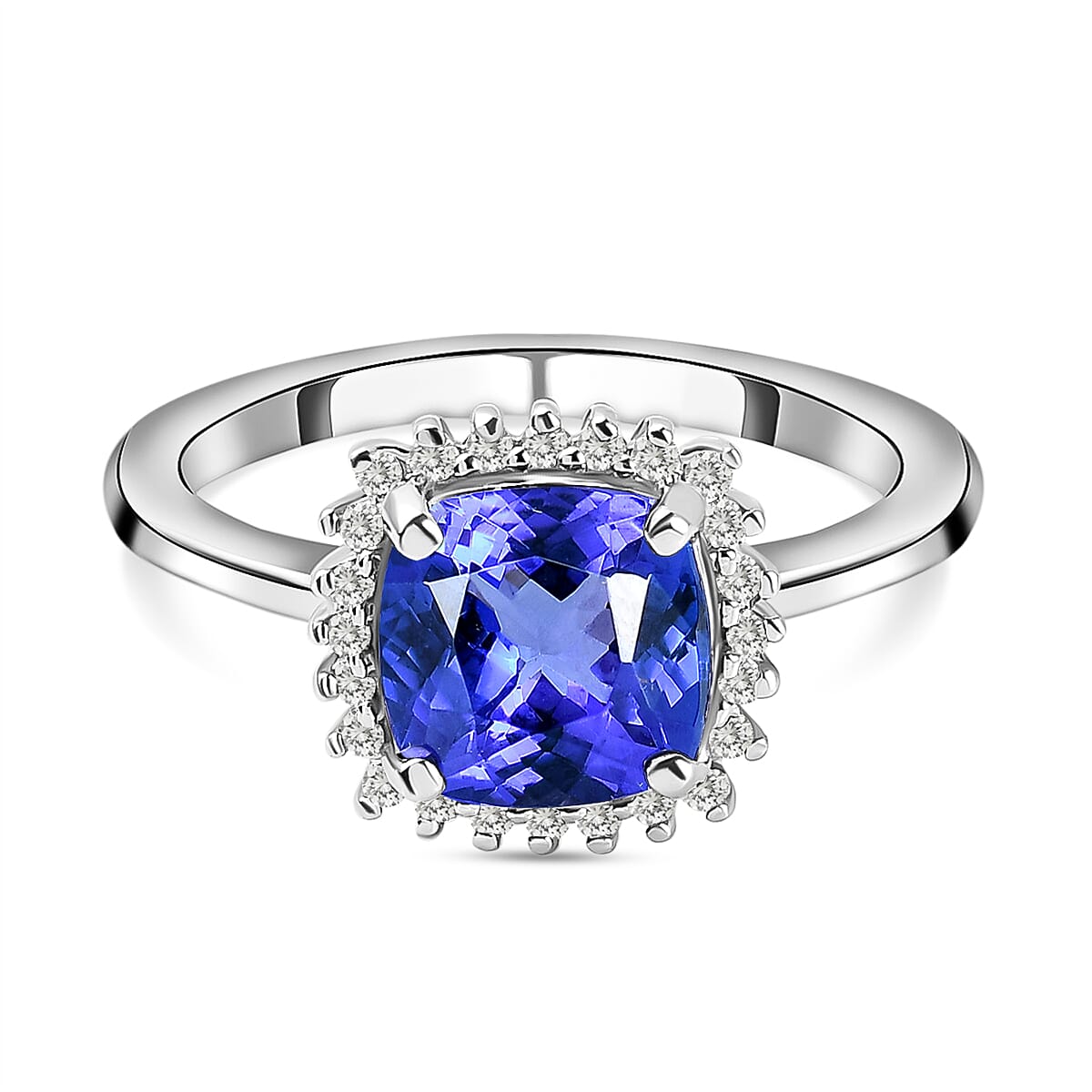RHAPSODY 950 Platinum AAAA Tanzanite and Diamond (VS-E-F) Ring 2.17 Ct, Platinum Wt 5.15 Gms