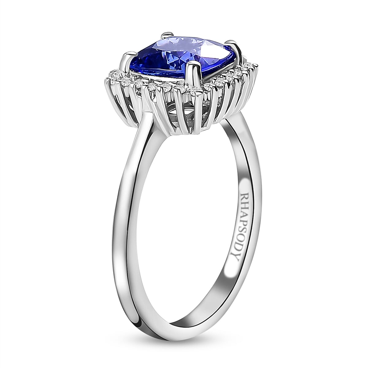 RHAPSODY 950 Platinum AAAA Tanzanite and Diamond (VS-E-F) Ring 2.17 Ct, Platinum Wt 5.15 Gms