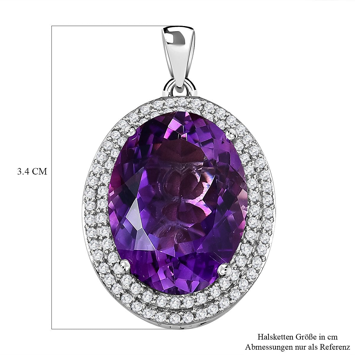 Lusaka Amethyst & Natural Zircon Pendant in Platinum Overlay Sterling Silver 19.26 Ct.