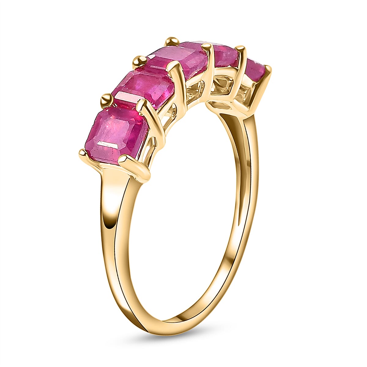9K Yellow Gold African Ruby 5 Stone Ring 2.350 Ct.
