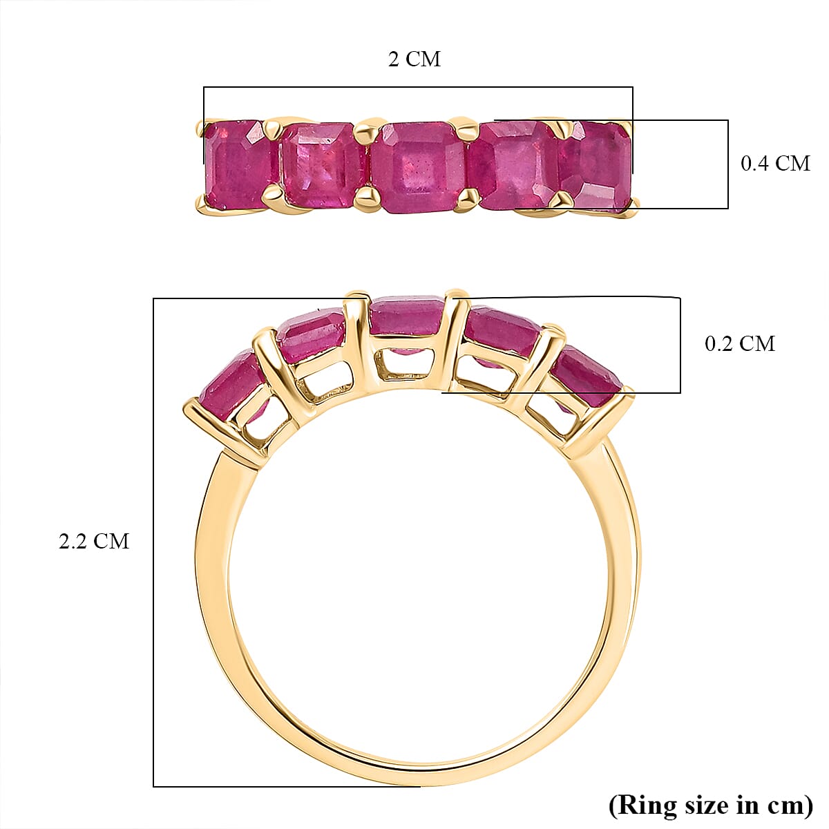 9K Yellow Gold African Ruby 5 Stone Ring 2.350 Ct.