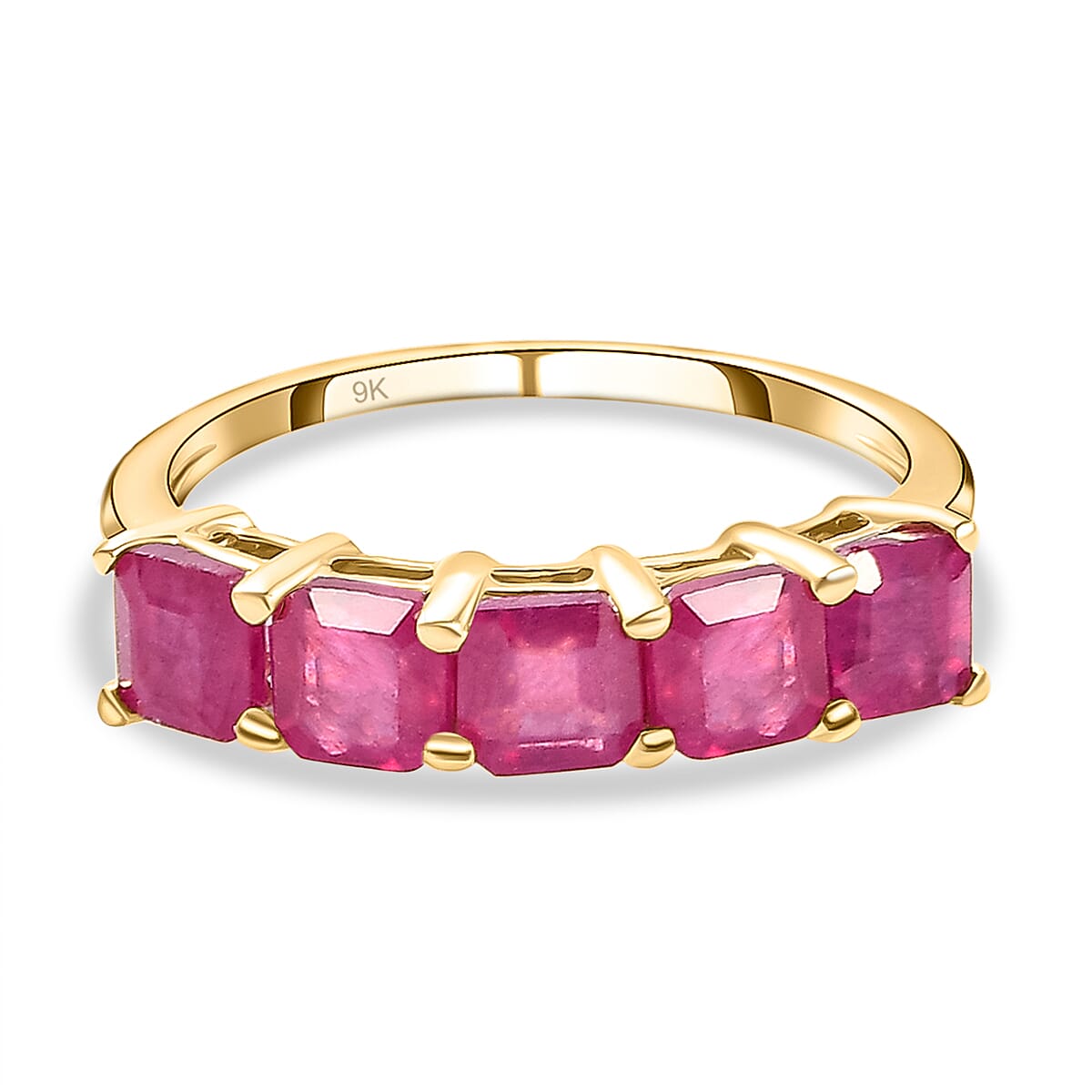 9K Yellow Gold African Ruby 5 Stone Ring 2.350 Ct.