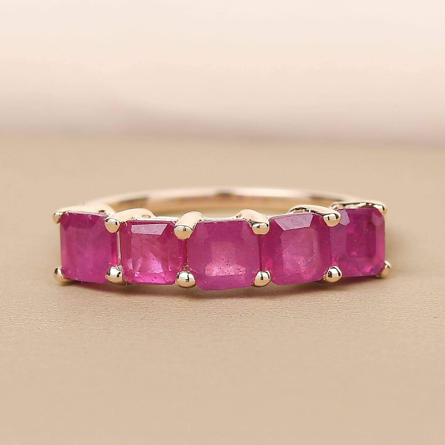 9K Yellow Gold African Ruby 5 Stone Ring 2.350 Ct.
