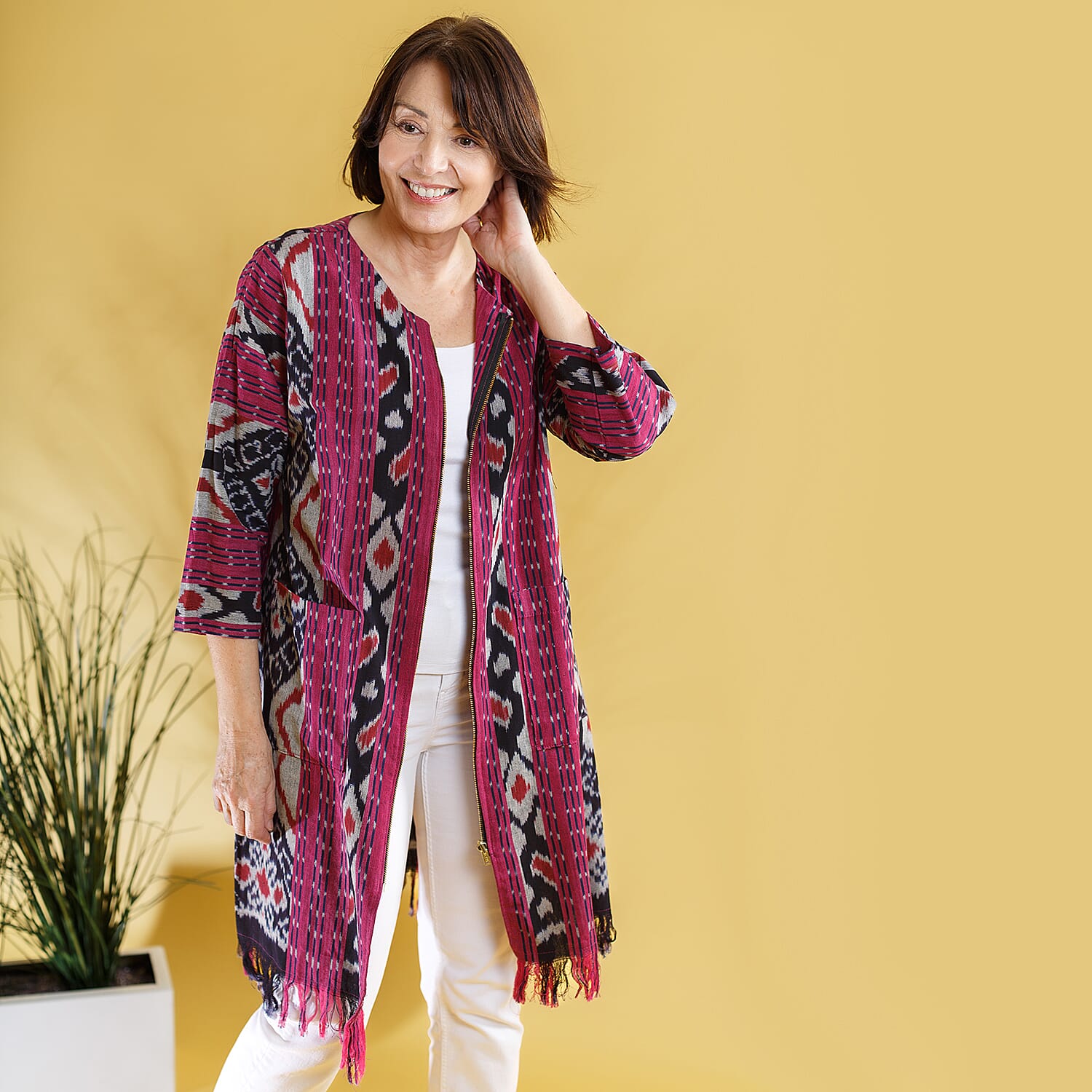 Bali Collection - 100% Cotton Zipper Jacket (Size L) - Pink