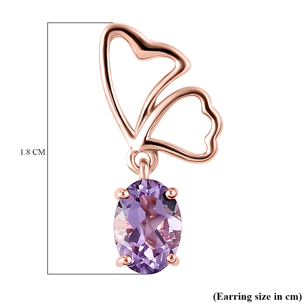 Rose De France Amethyst Earrings (With Push Back) in Rose Gold Overlay Sterling Silver 1.52 Ct.