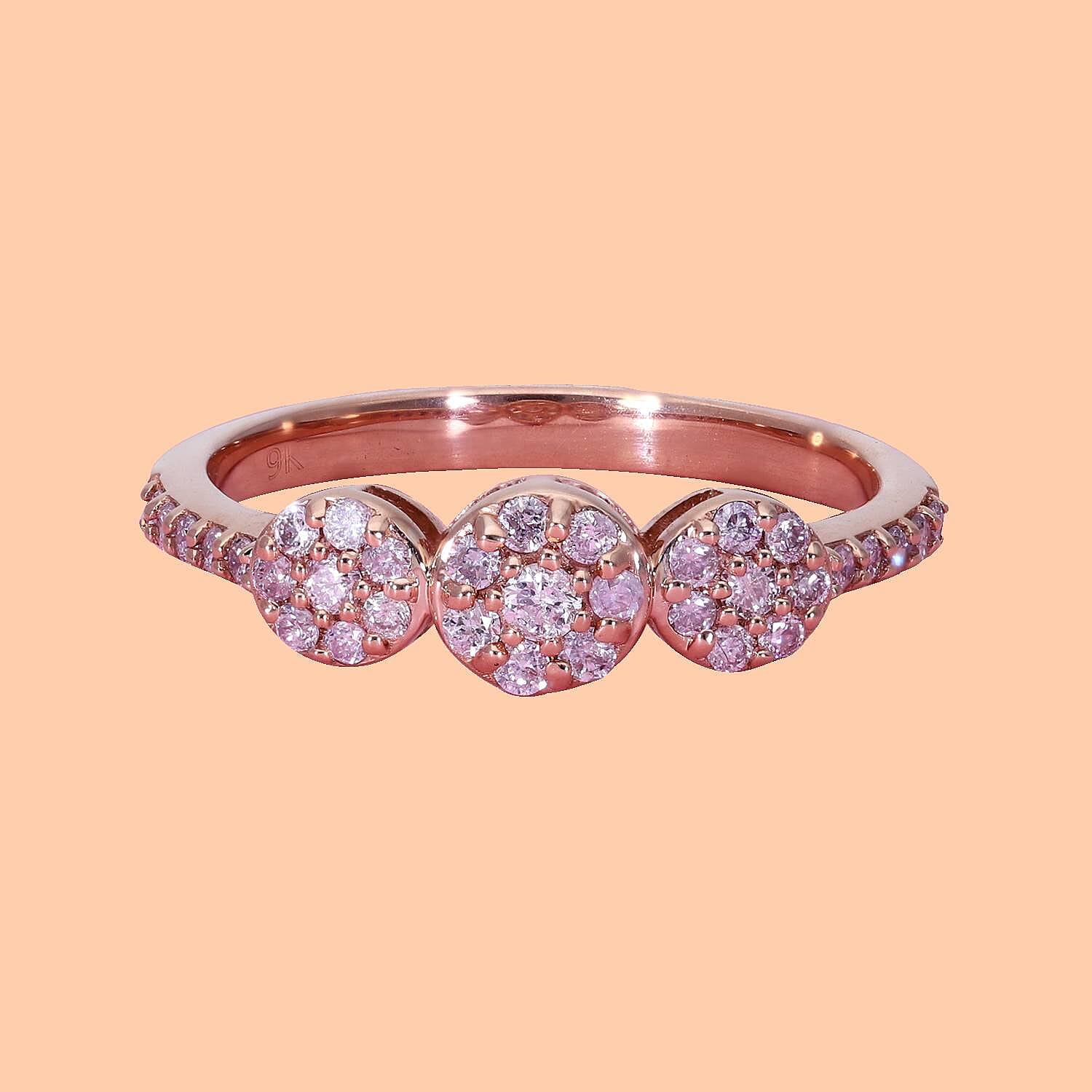 9K Rose Gold Natural Pink Diamond Ring 0.50 Ct.