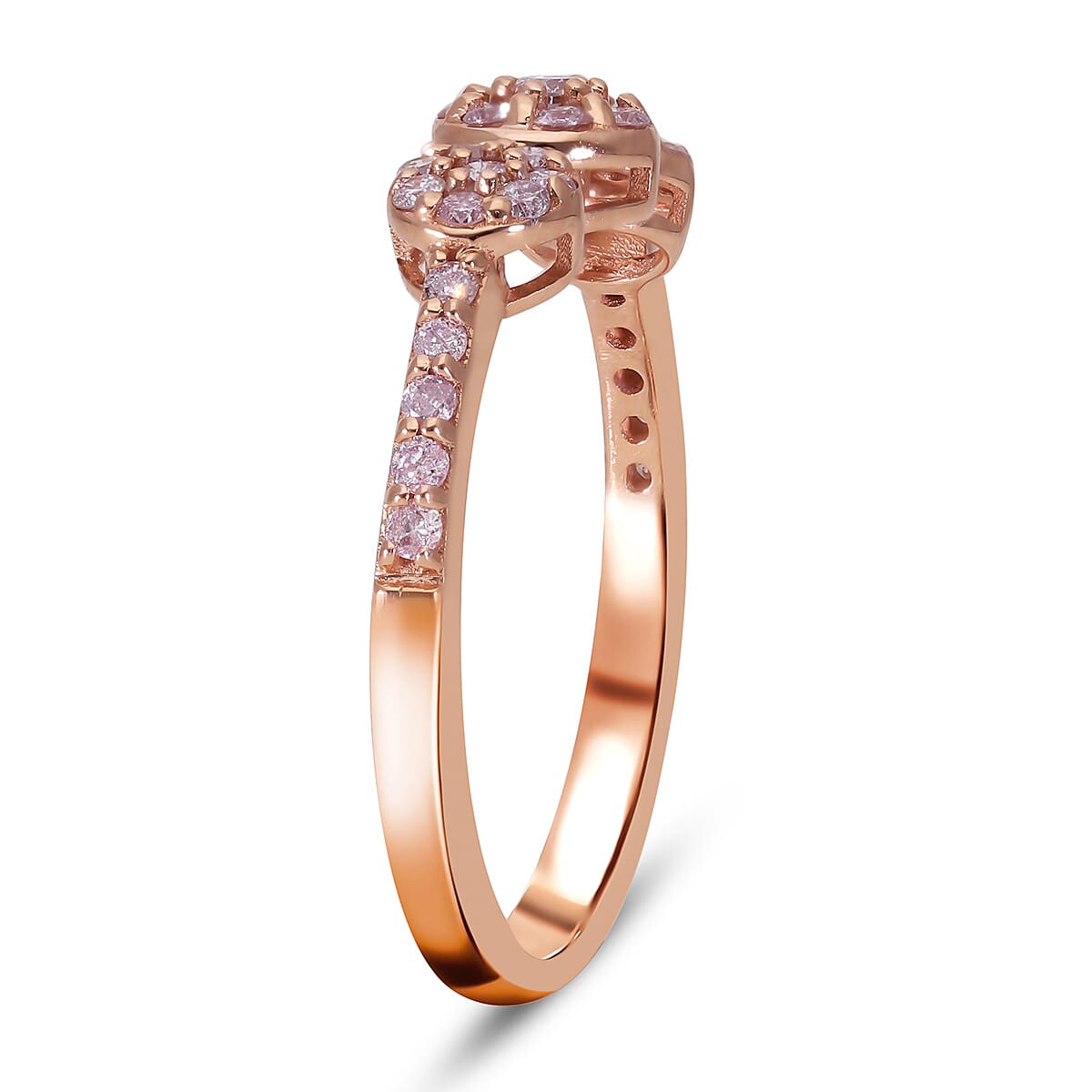 9K Rose Gold Natural Pink Diamond Ring 0.50 Ct.