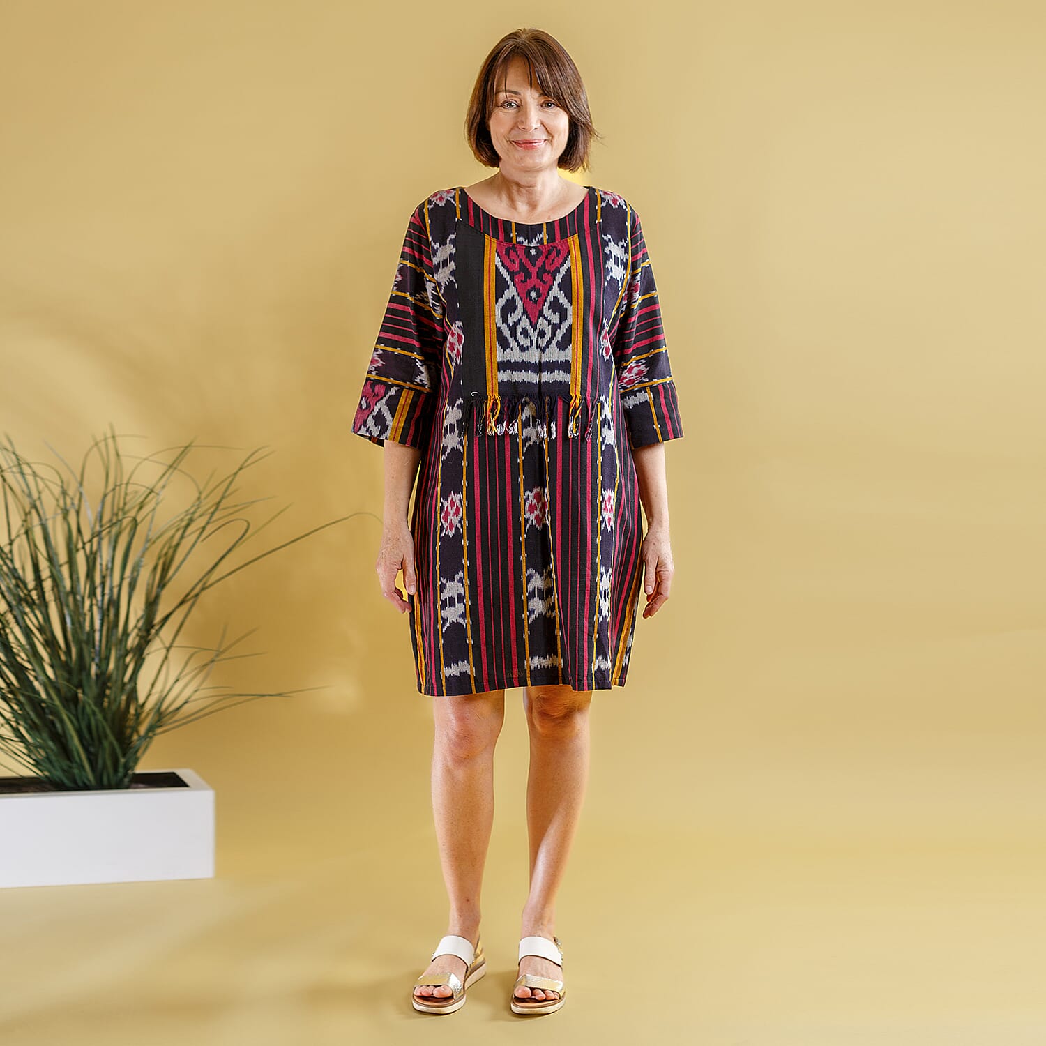 Bali Collection - Casual Dress - Navy and Red