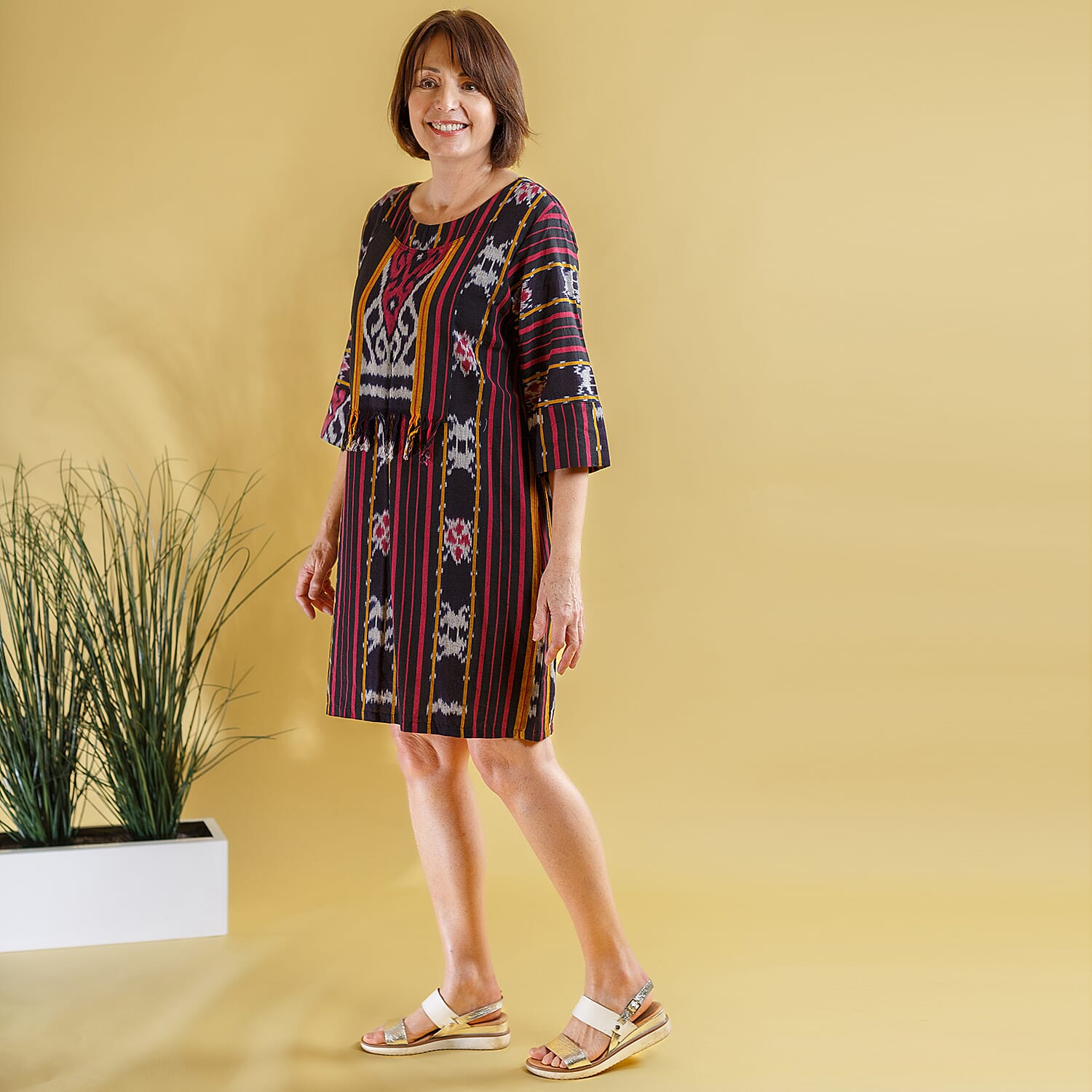 Bali Collection - Casual Dress - Navy and Red