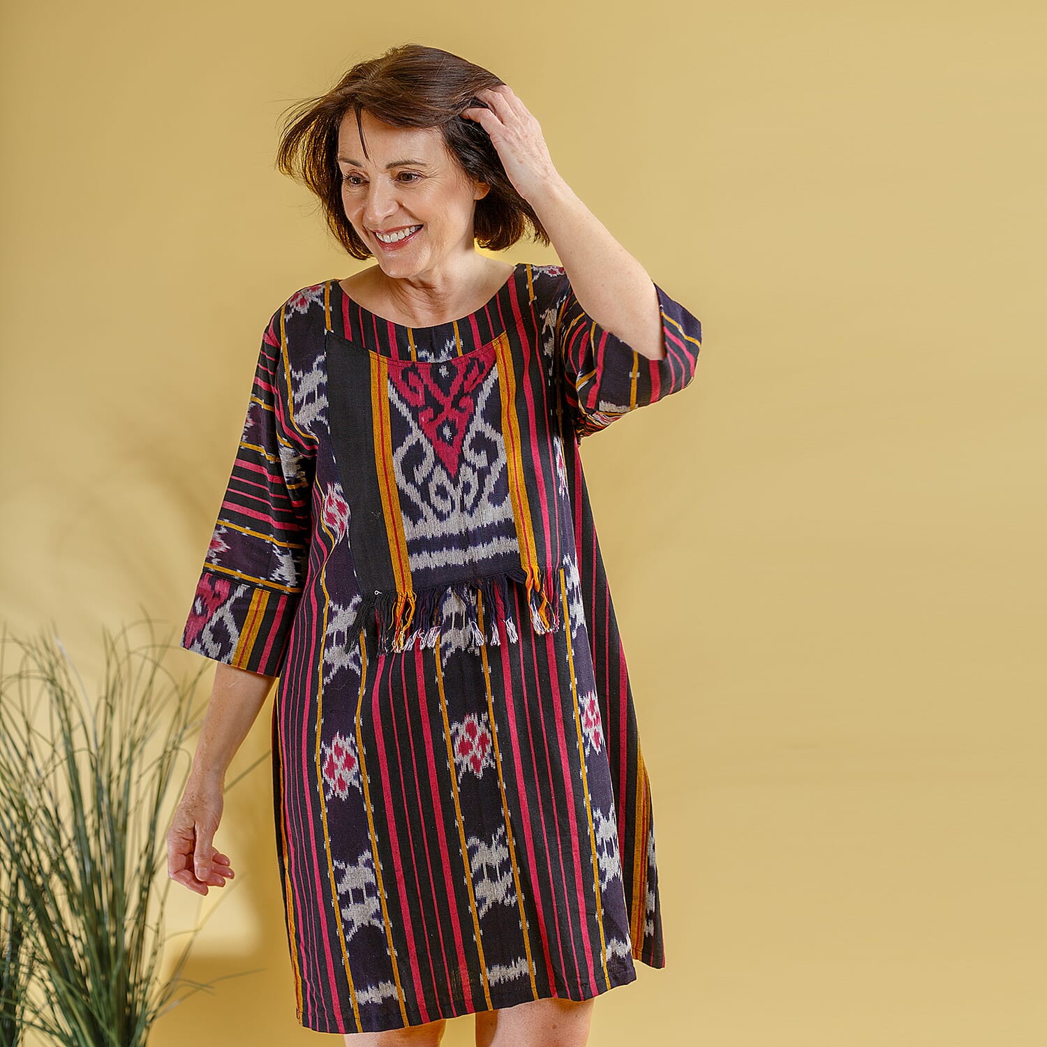 Bali Collection - Casual Dress - Navy and Red