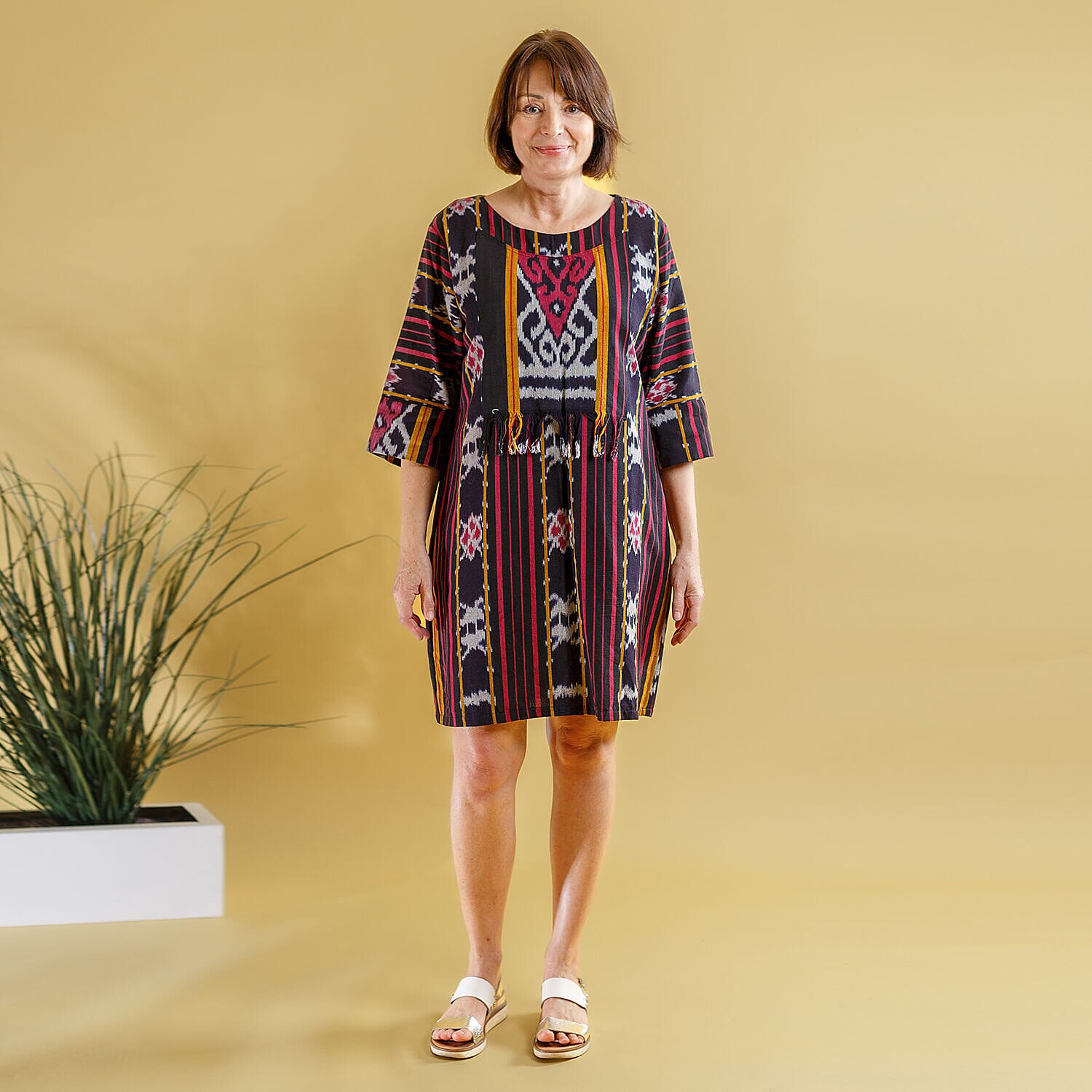 Bali Collection - Casual Dress - Navy and Red