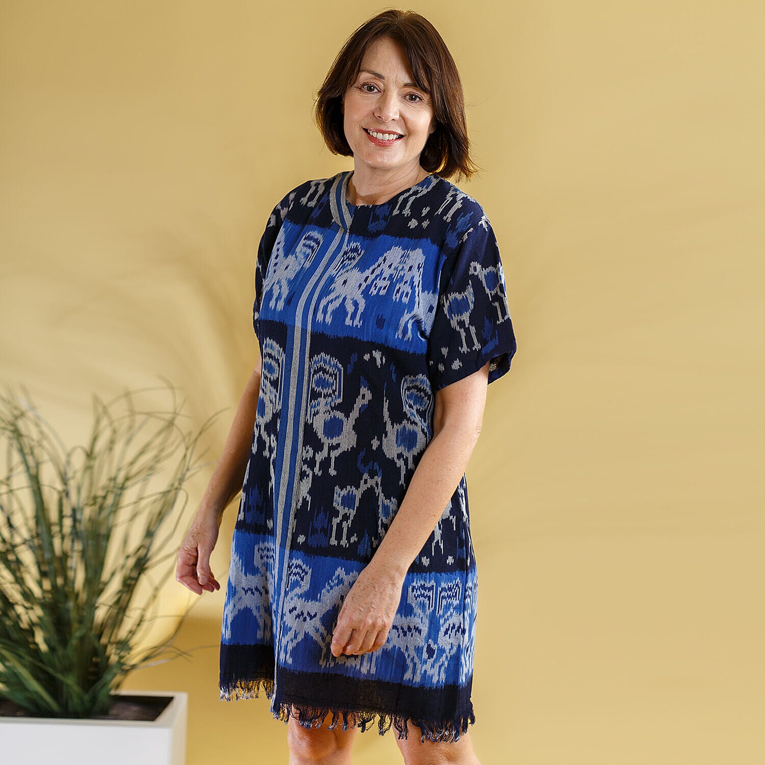 Bali Collection - 100% Cotton Casual Dress (Size L) - Blue