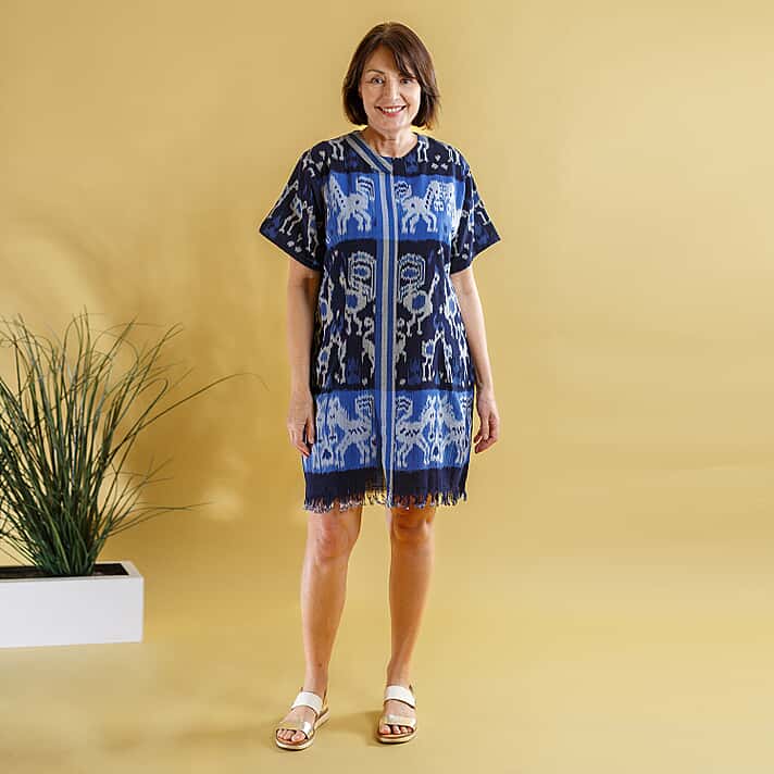 Bali Collection - 100% Cotton Casual Dress - Blue