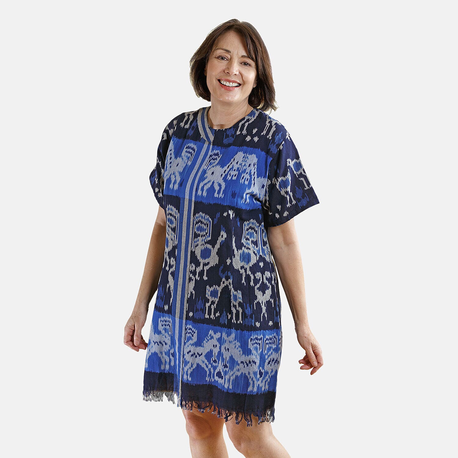 Bali Collection - 100% Cotton Casual Dress (Size M) - Blue