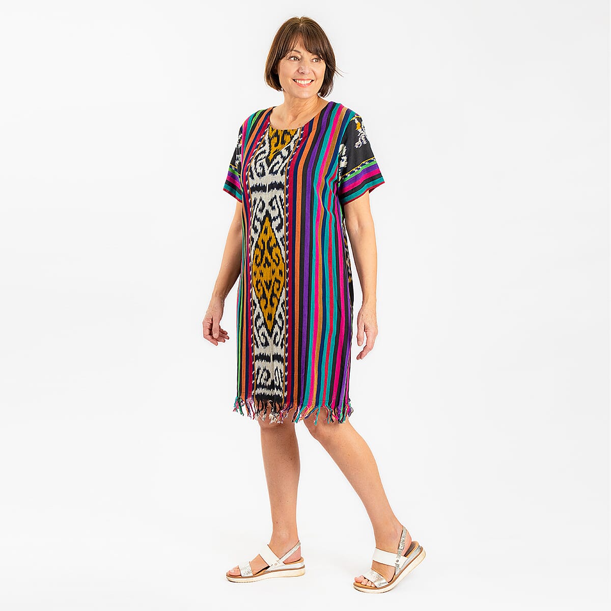 Bali Collection - 100% Cotton Casual Dress (Size L) - Multi