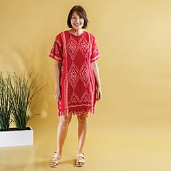 Bali Collection - 100% Cotton Casual Dress (Size L) - Multi