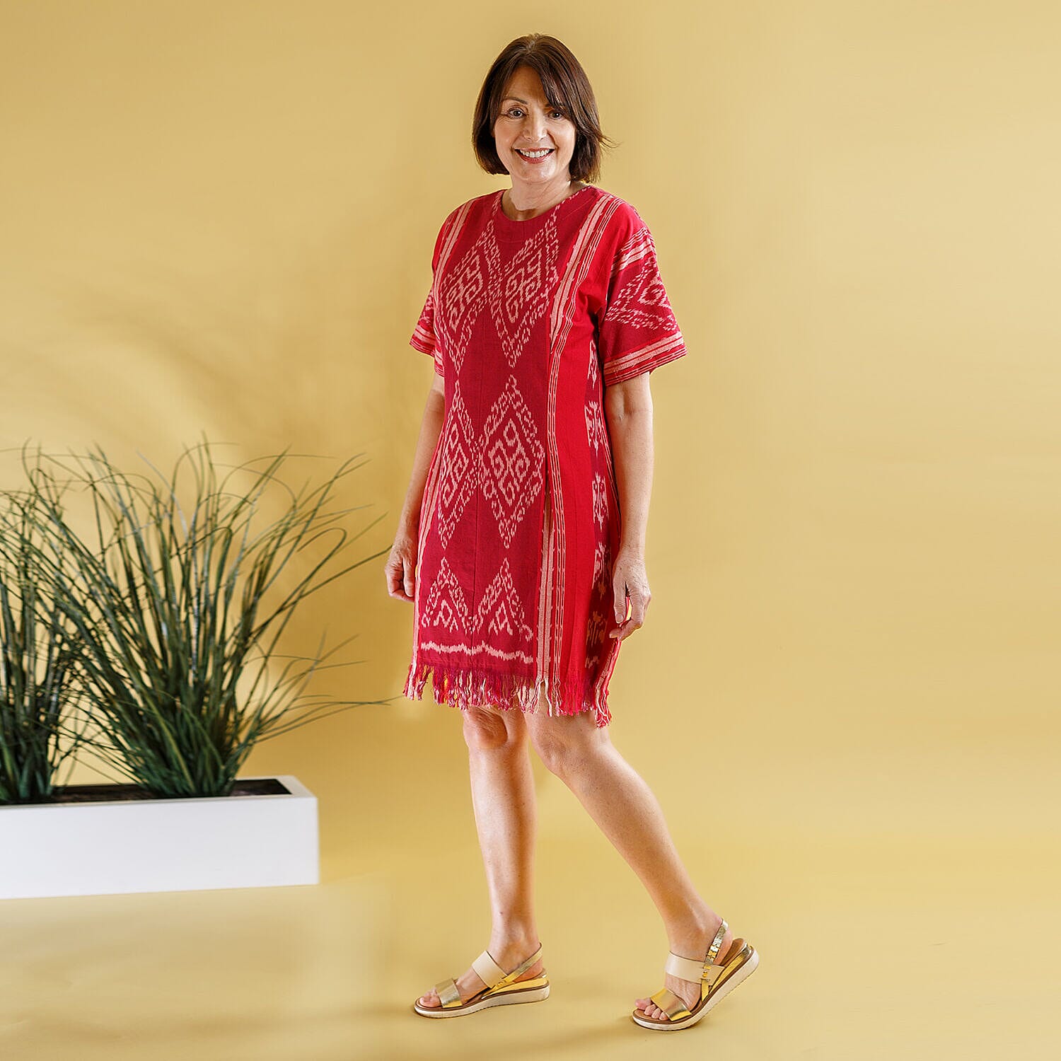 Bali Collection - 100% Cotton Casual Dress (Size L) - Multi