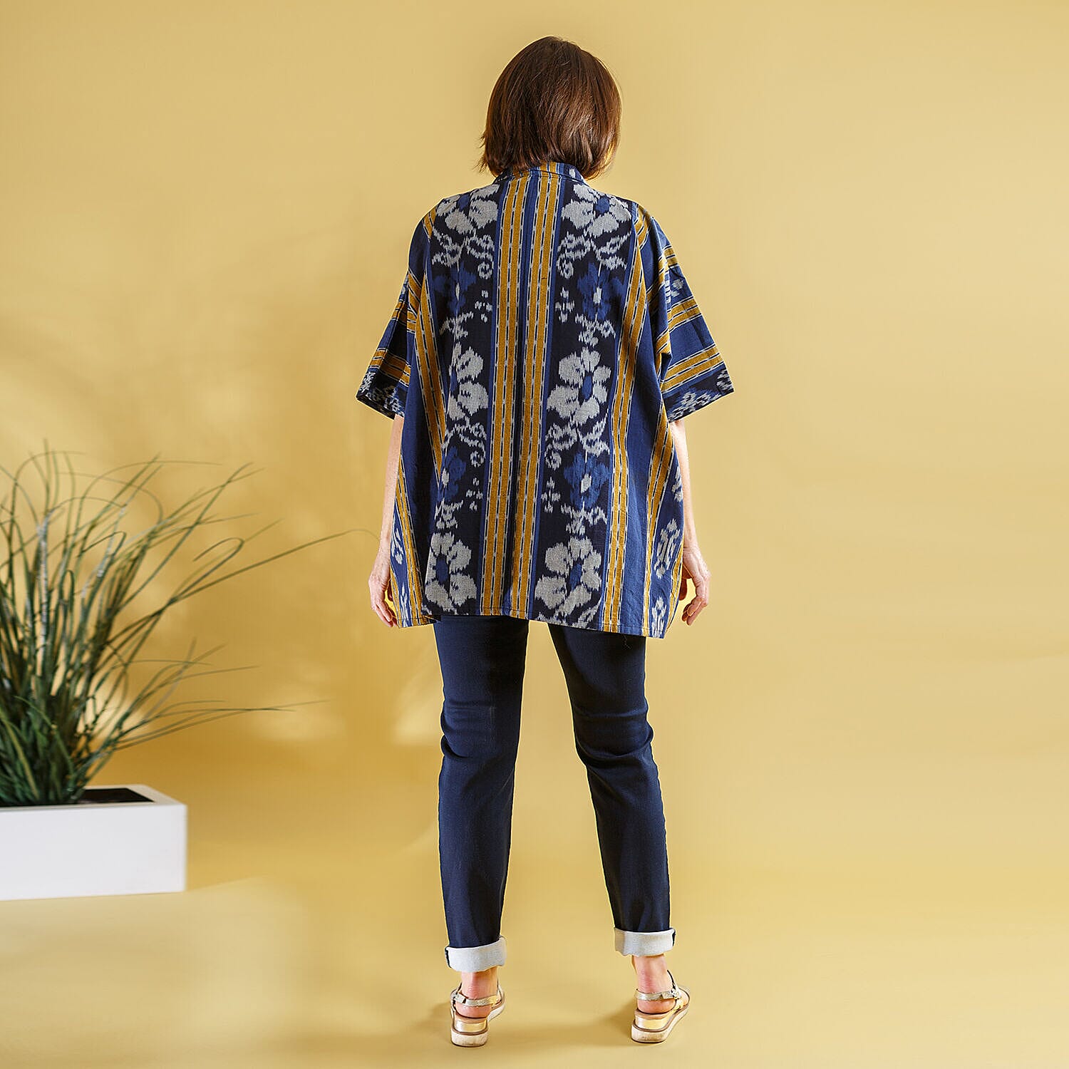 Bali Collection - 100% Cotton Jacket (One Size) - Blue and Yellow