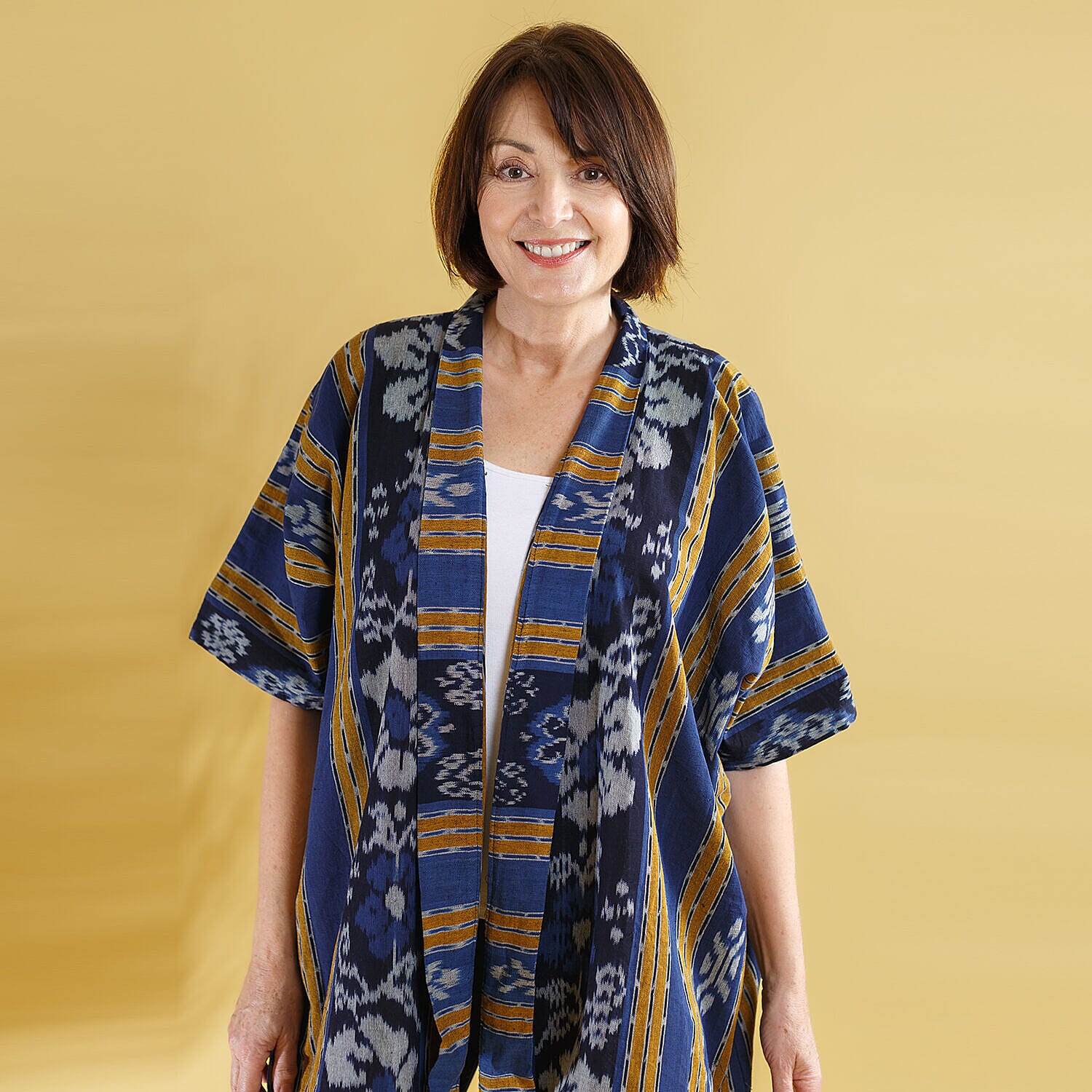 Bali Collection - 100% Cotton Jacket (One Size) - Blue and Yellow