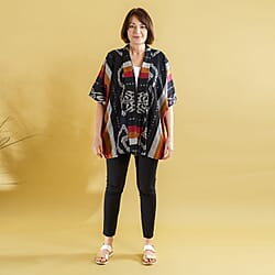 Bali Collection - 100% Cotton Kimono (One Size) - Blue and Yellow