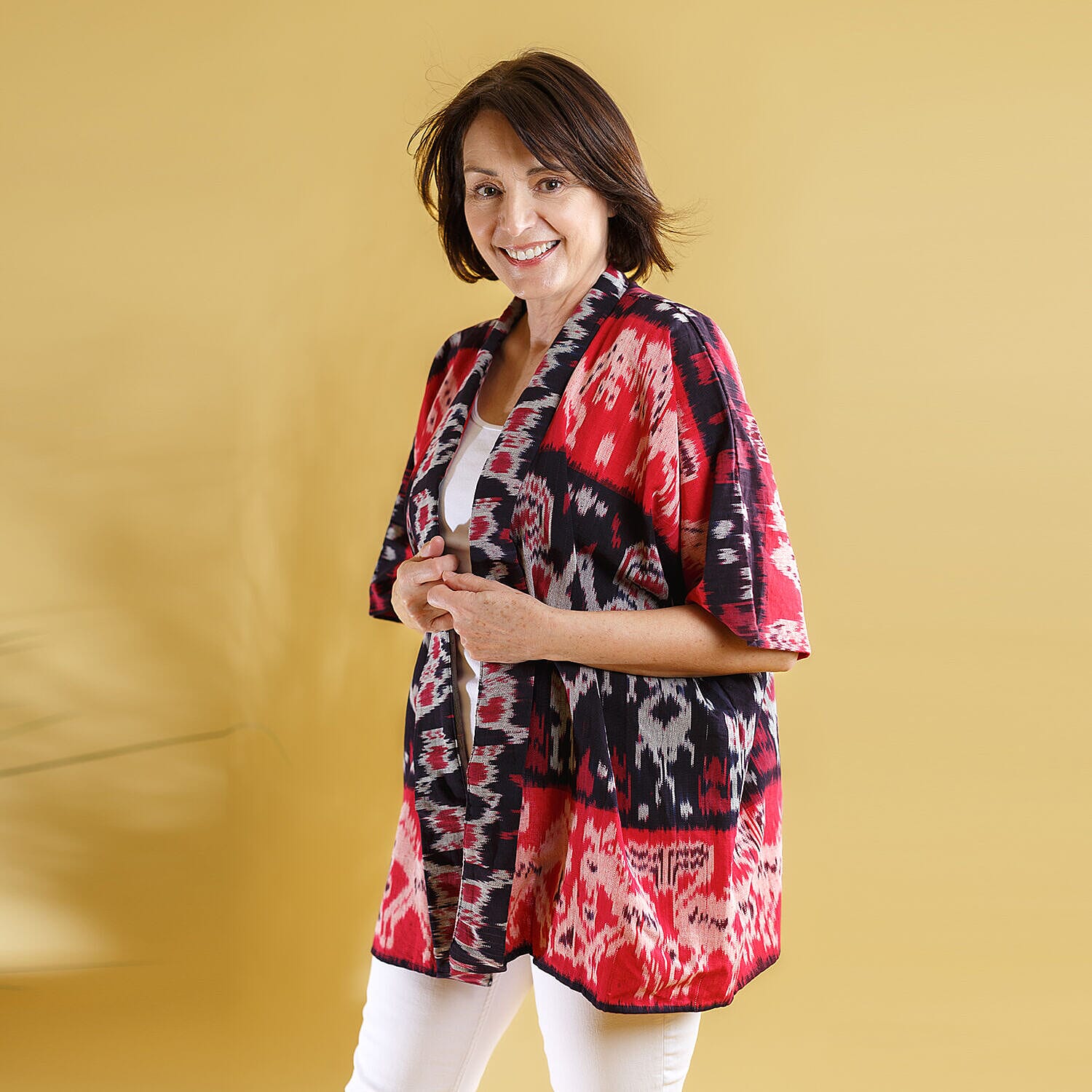 Bali Collection - 100% Cotton Jacket (One Size) - Black and Red