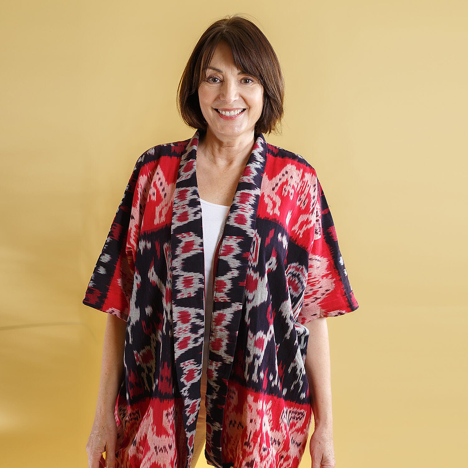 Bali Collection - 100% Cotton Jacket (One Size) - Black and Red