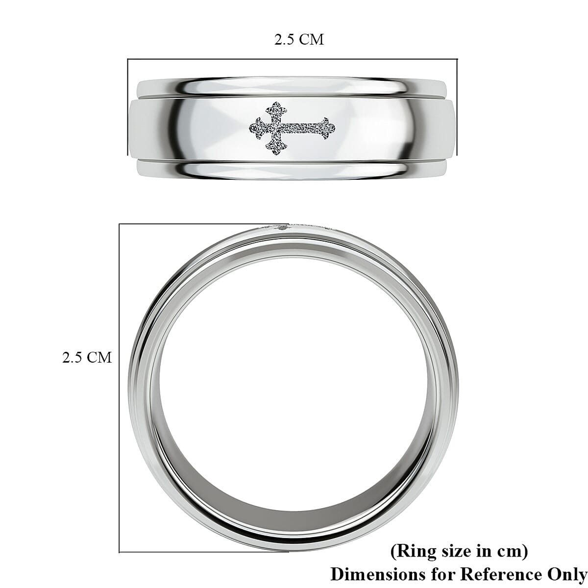 Artisan Crafted Platinum Overlay Sterling Silver Cross Spinner Ring