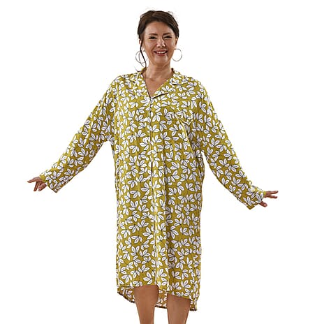 100% Viscose Floral Pattern Loungewear (Size 8-22) - Yellow