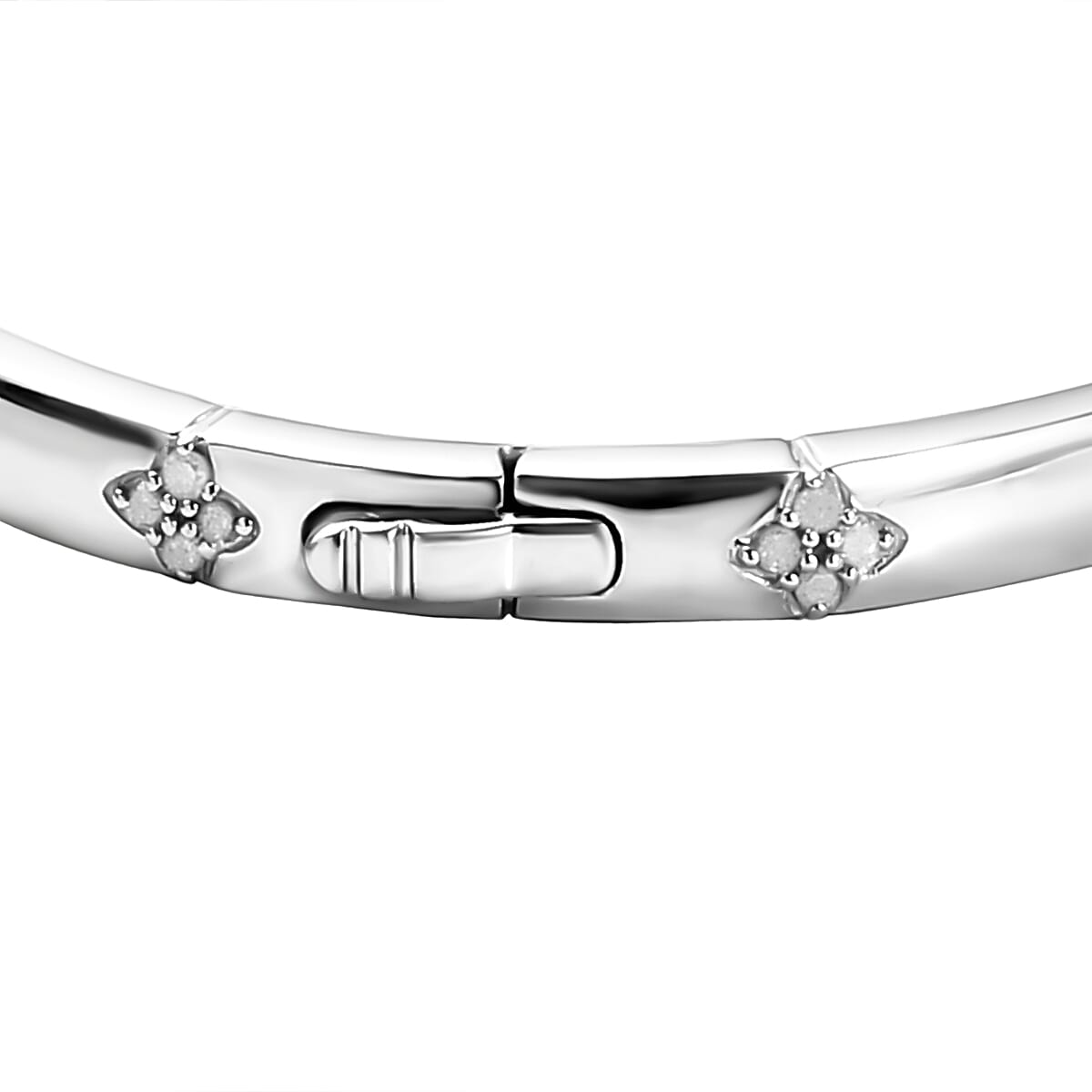 Diamond Bangle (Size 7.5) in Platinum Overlay Sterling Silver 1.03 Ct, Silver Wt. 18.50 Gms
