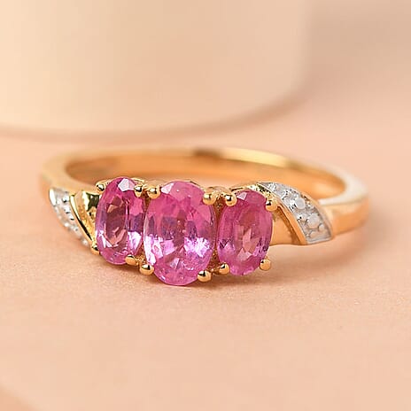 African Ruby (FF) Ring in 18K Yellow Gold Vermeil Plated Sterling Silver 1.350 Ct