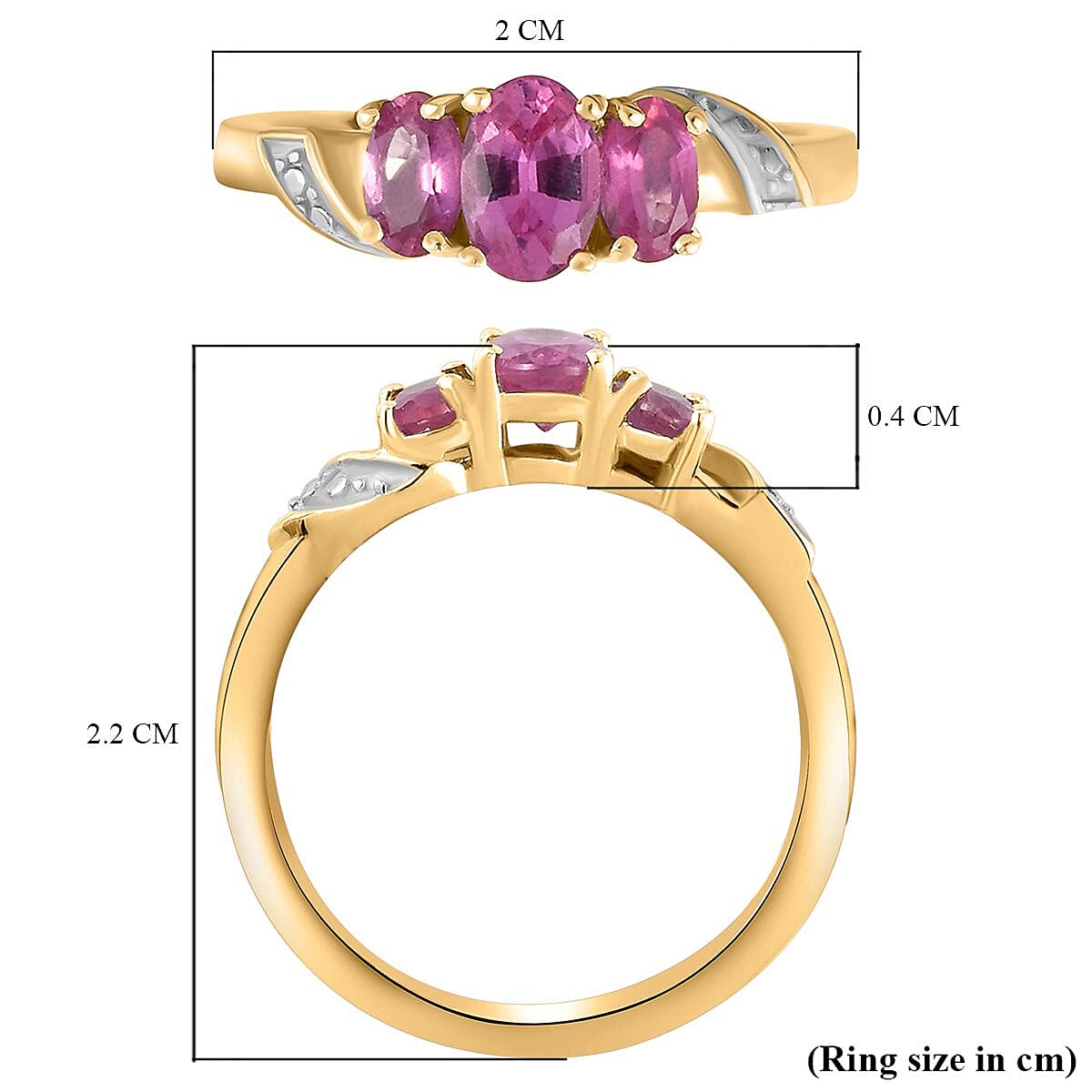 African Ruby Trilogy Ring in Sterling Silver